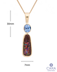 Boulder Opal and Pale Blue Sapphire Gold Pendant - Cara Cashmere