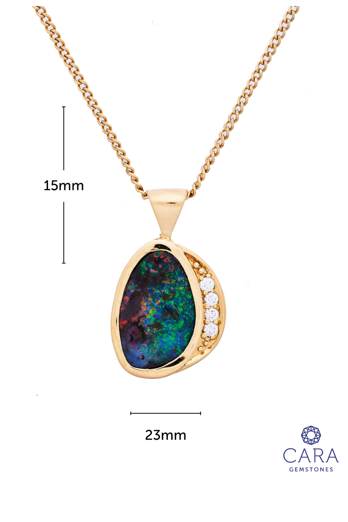 Boulder Opal and Diamond Gold Wave Pendant - Cara Cashmere