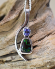 Boulder Opal with Tanzanite Wave Silver Pendant - Cara Cashmere
