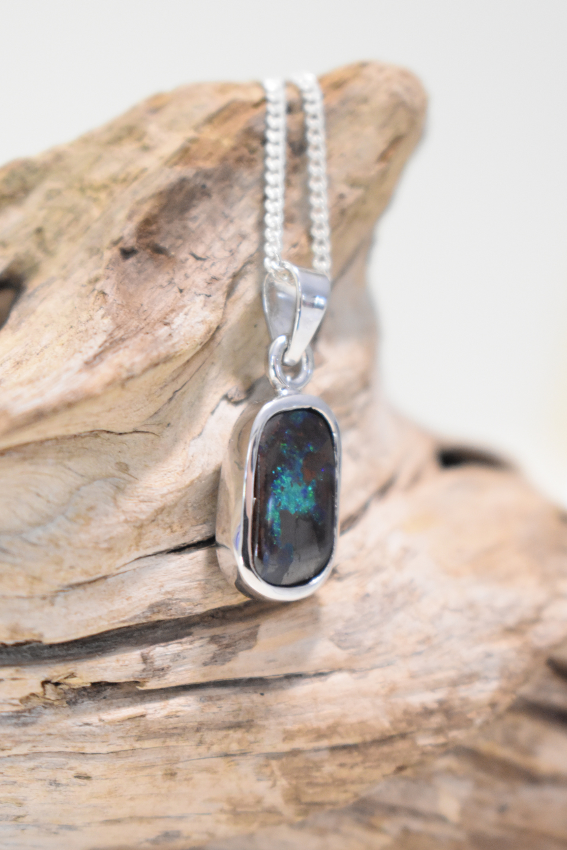 Boulder Opal Silver Pendant - Cara Cashmere