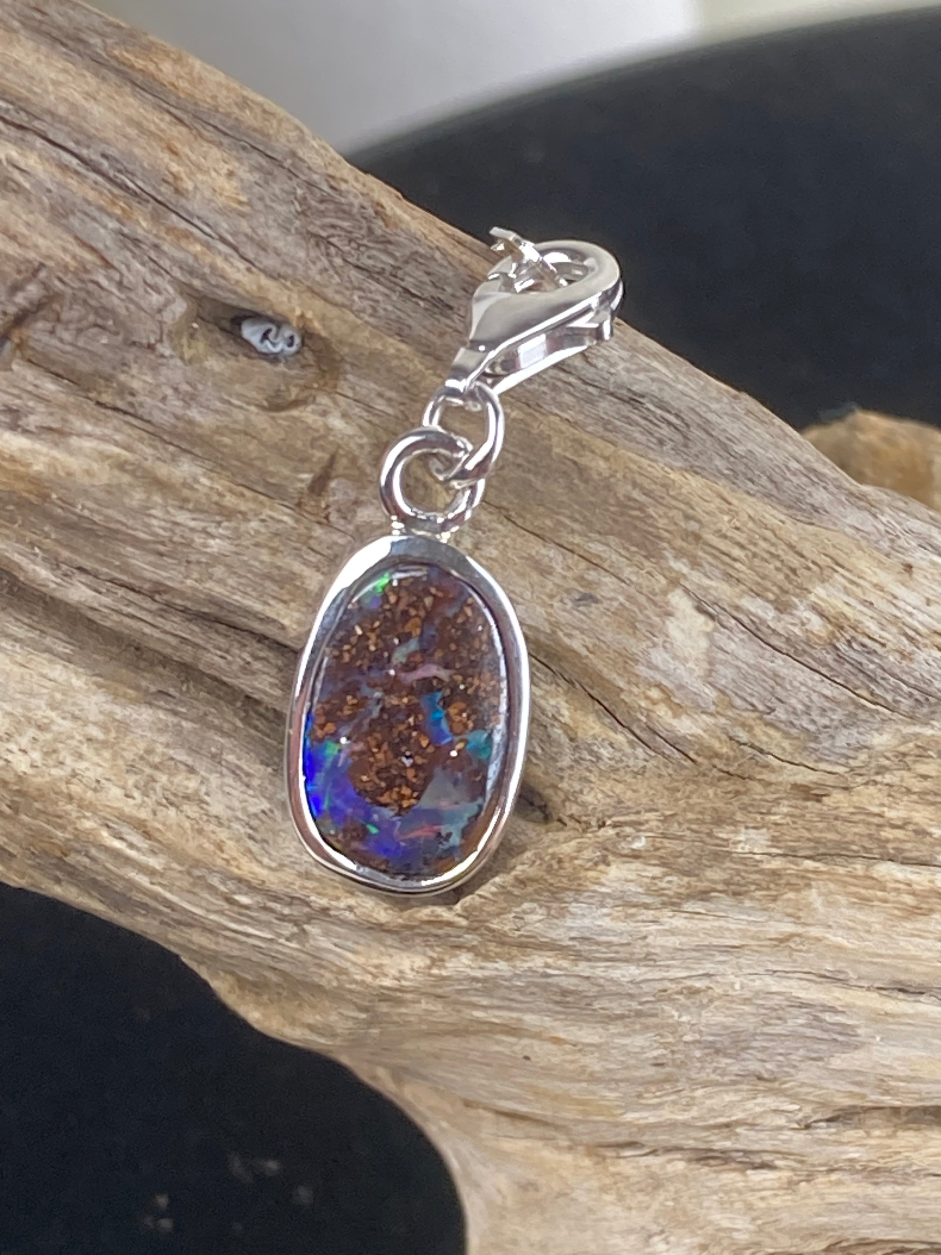 Boulder Opal Matrix Silver Charm - Cara Cashmere