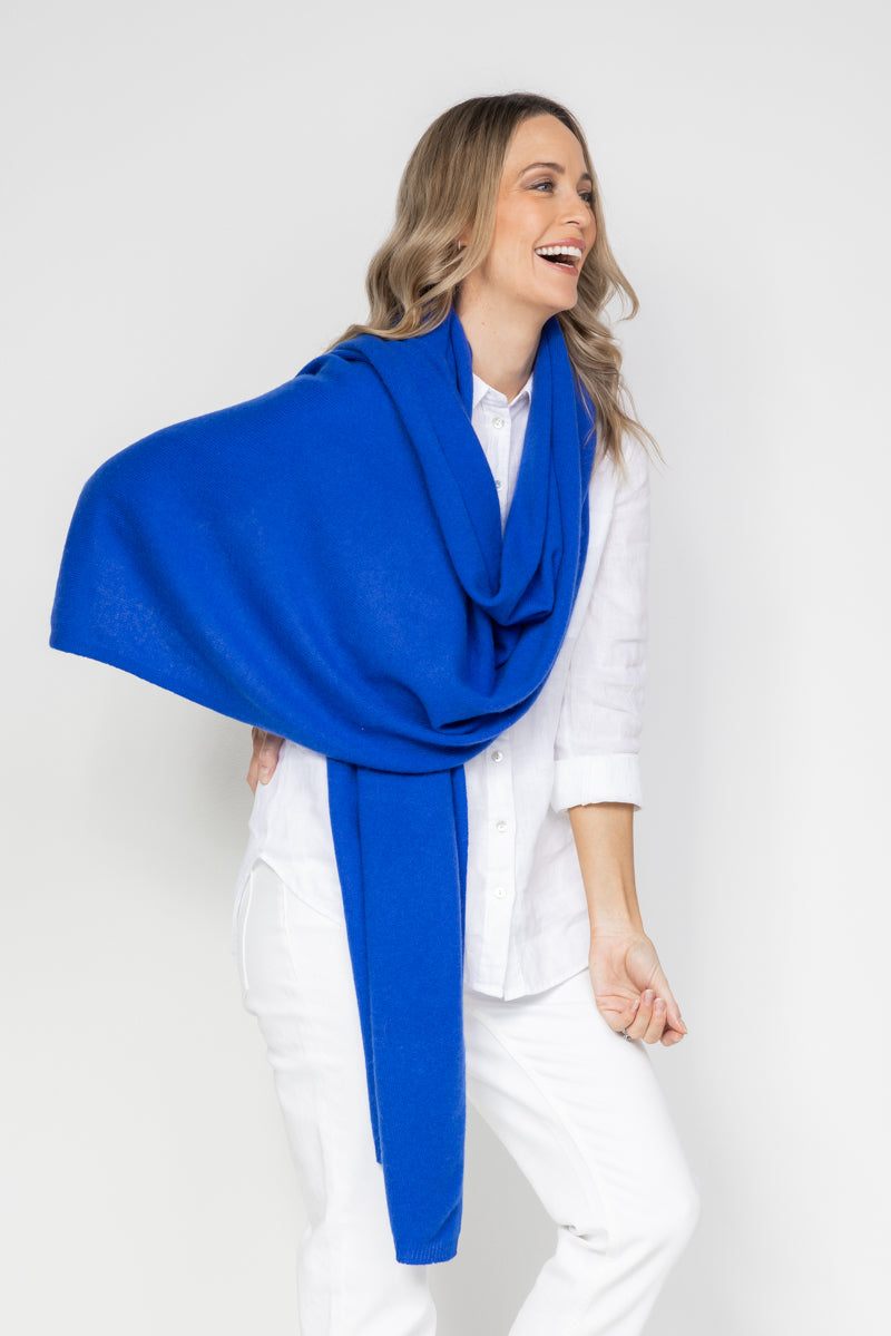 Sapphire Blue Cashmere Wrap - Cara Cashmere