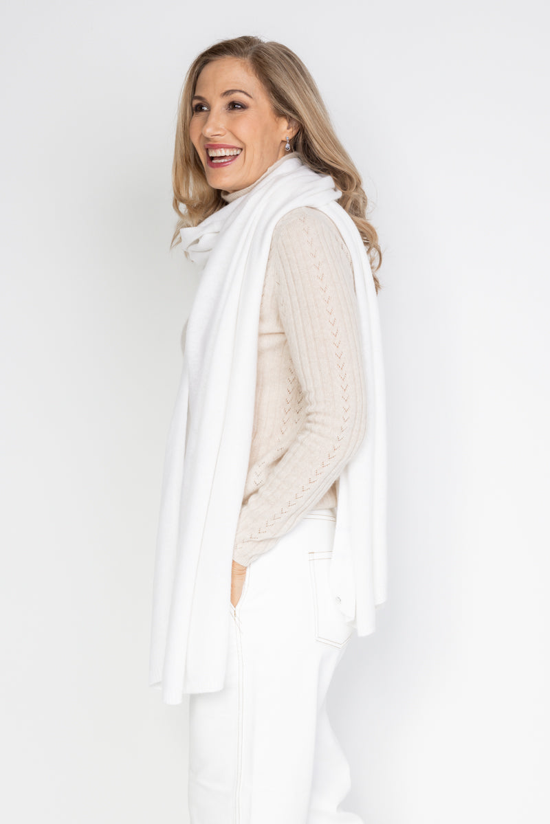 Ivory Cashmere Wrap - Cara Cashmere