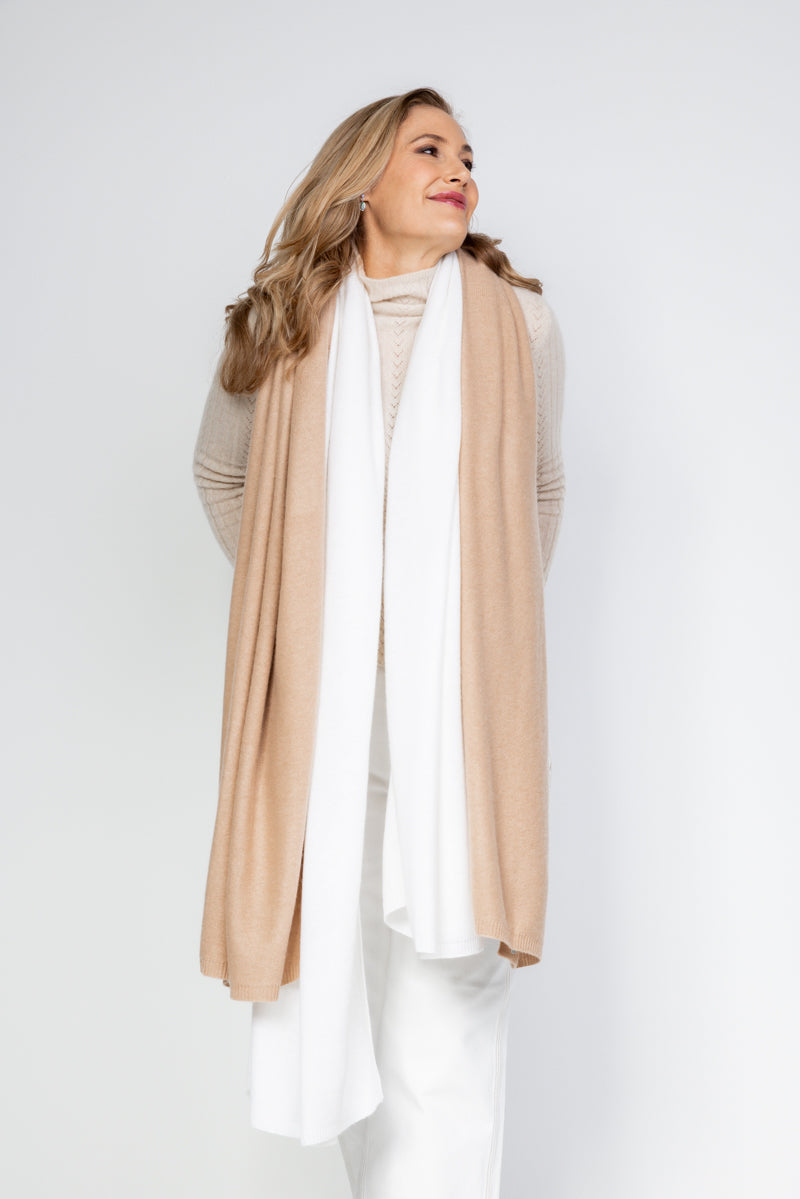 Ivory Cashmere Wrap - Cara Cashmere