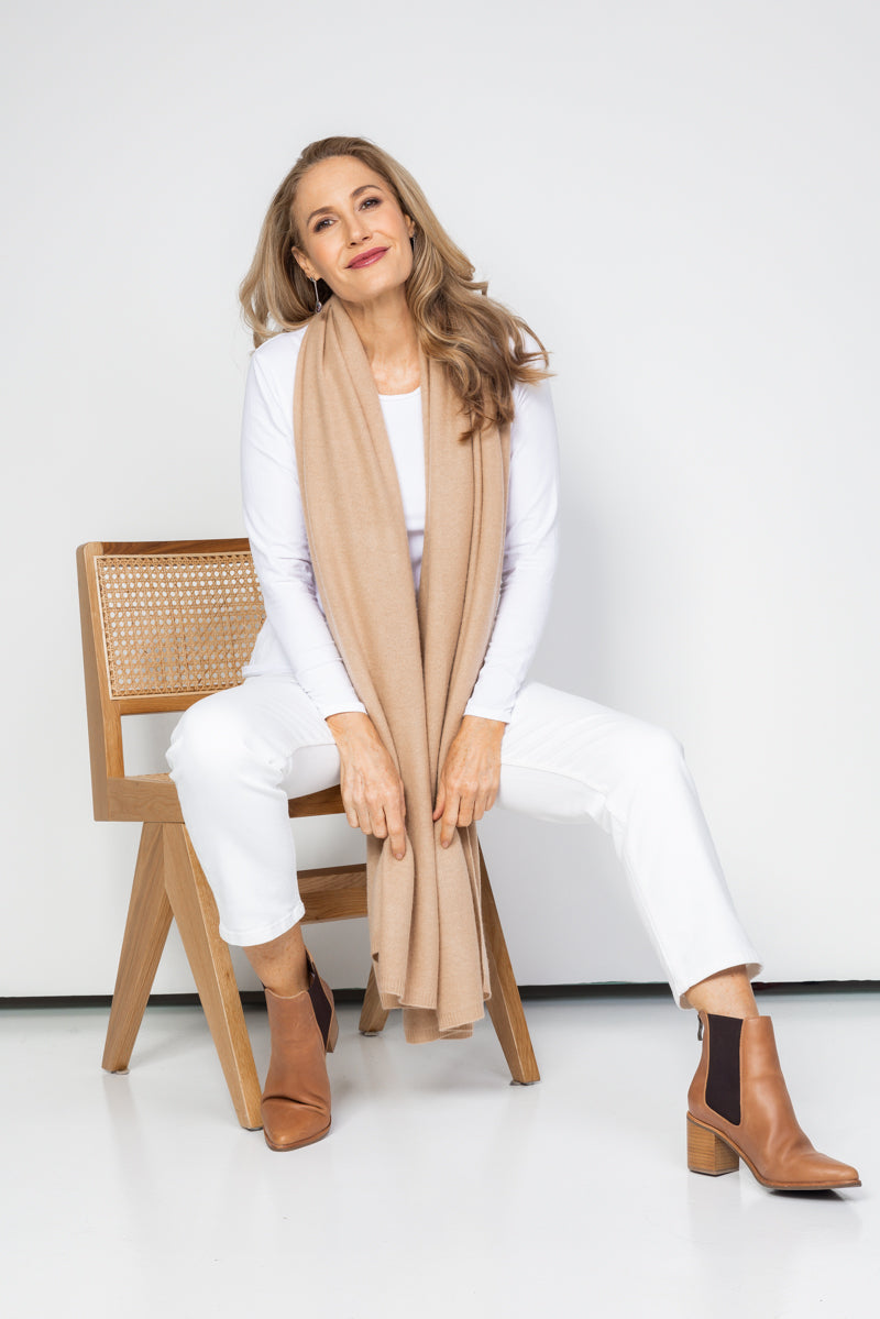 Caramel Cashmere Wrap - Cara Cashmere