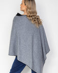 Black and Steel Grey Cashmere Reversible Poncho - Cara Cashmere