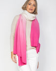 Pink Sherbet Ombré Cashmere Wrap - Cara Cashmere