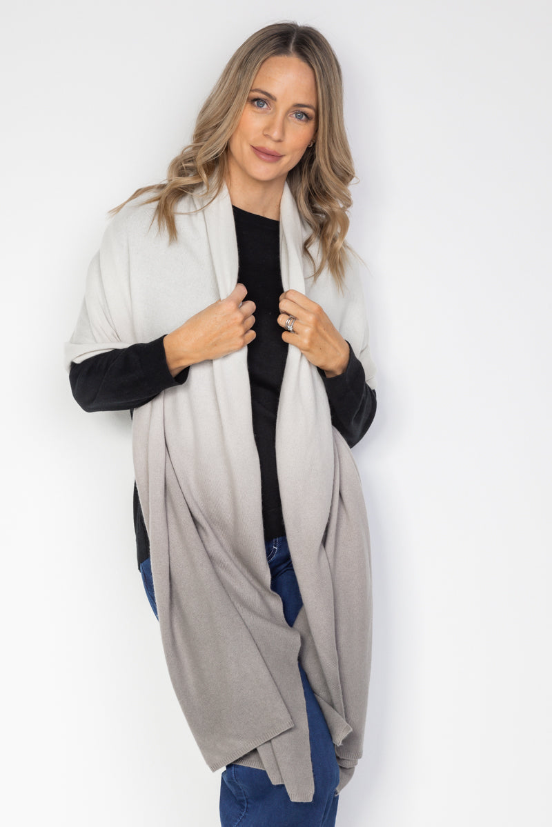 Smoked Grey Ombré Cashmere Wrap - Cara Cashmere