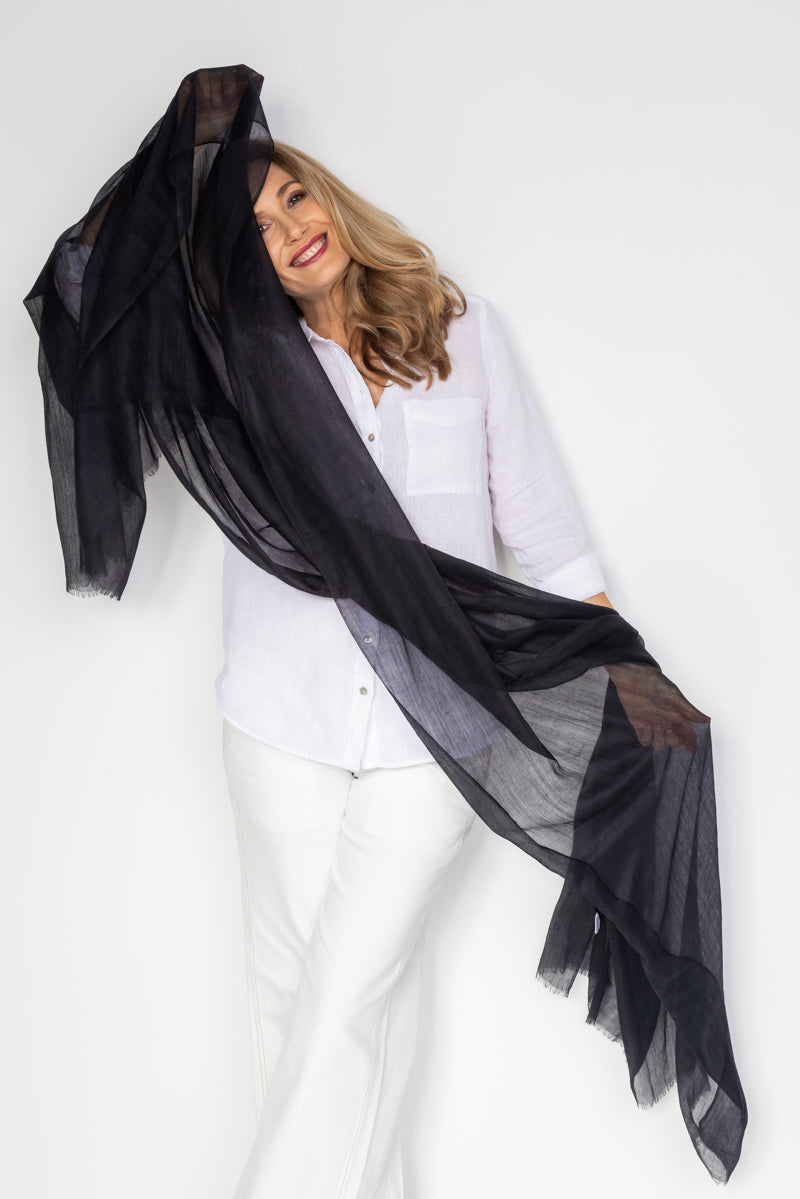 Black Aura Cashmere Scarf - Cara Cashmere