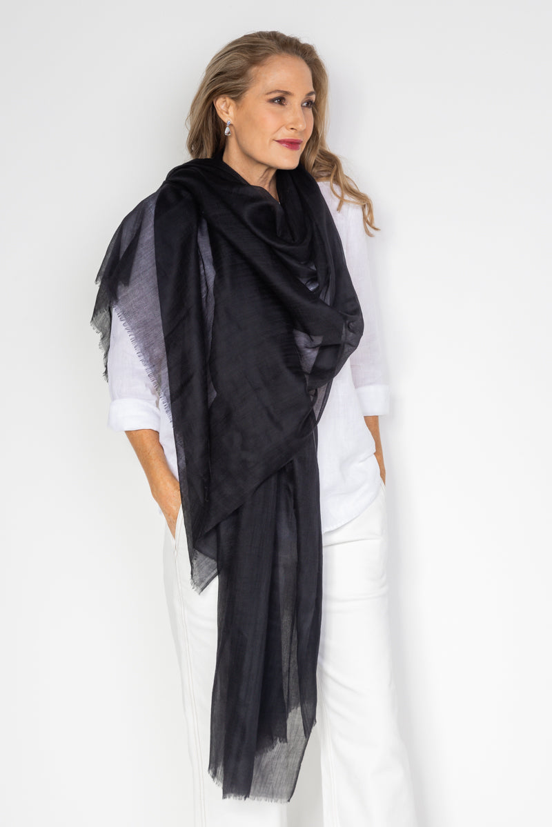 Black Aura Cashmere Scarf - Cara Cashmere