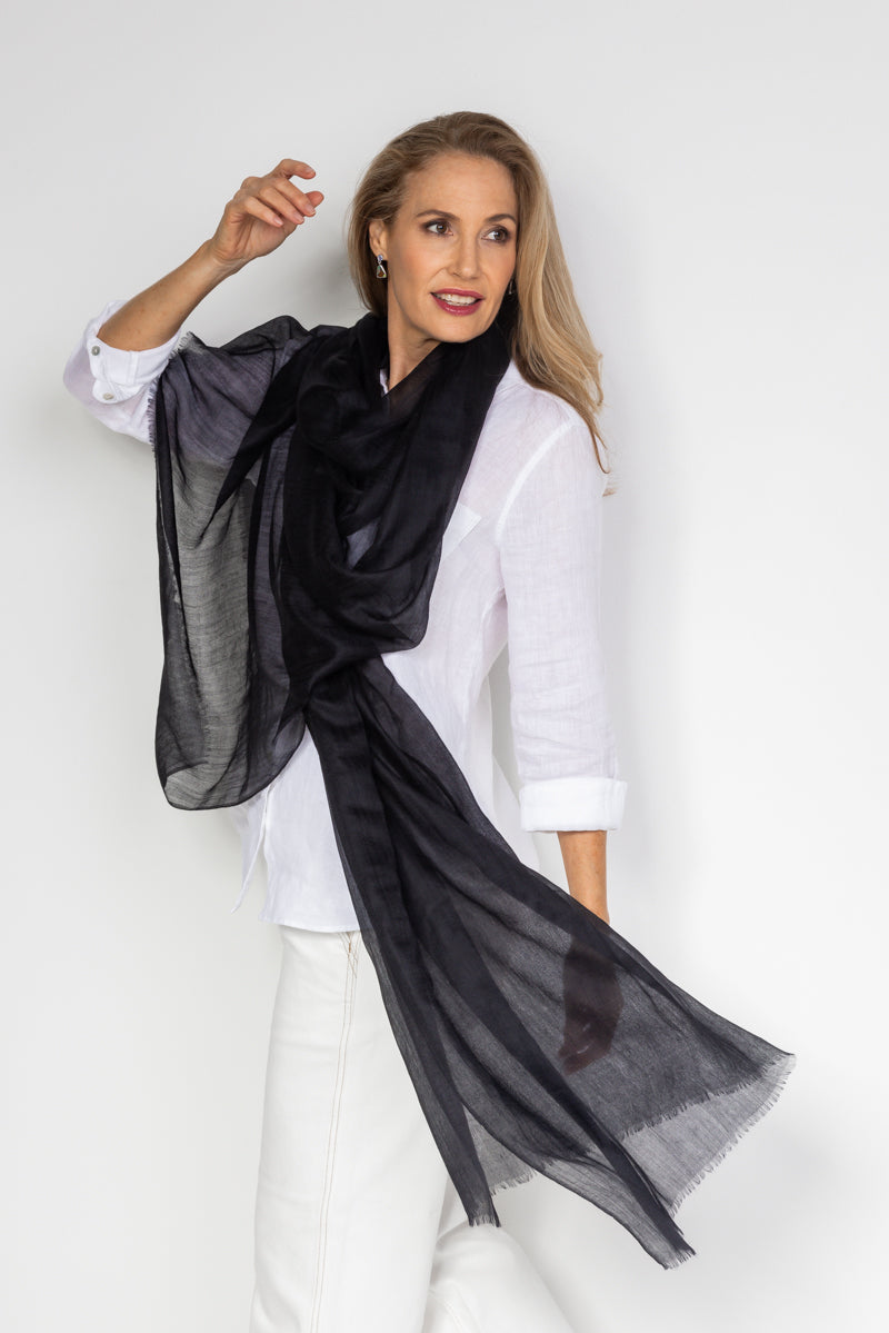 Black Aura Cashmere Scarf - Cara Cashmere