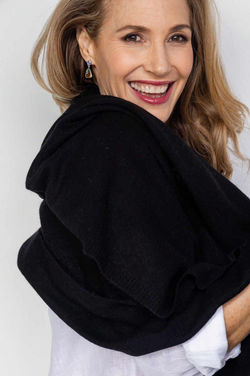 Black Cashmere Wrap - Cara Cashmere