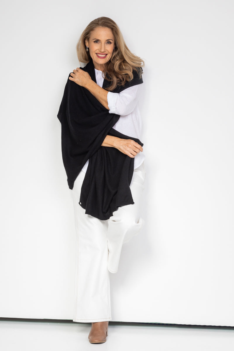 Black Cashmere Wrap - Cara Cashmere