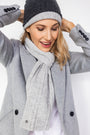 Silver Grey Cable Knit Cashmere Scarf - Cara Cashmere
