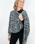 Cashmere Silver Grey Leopard Poncho - Cara Cashmere