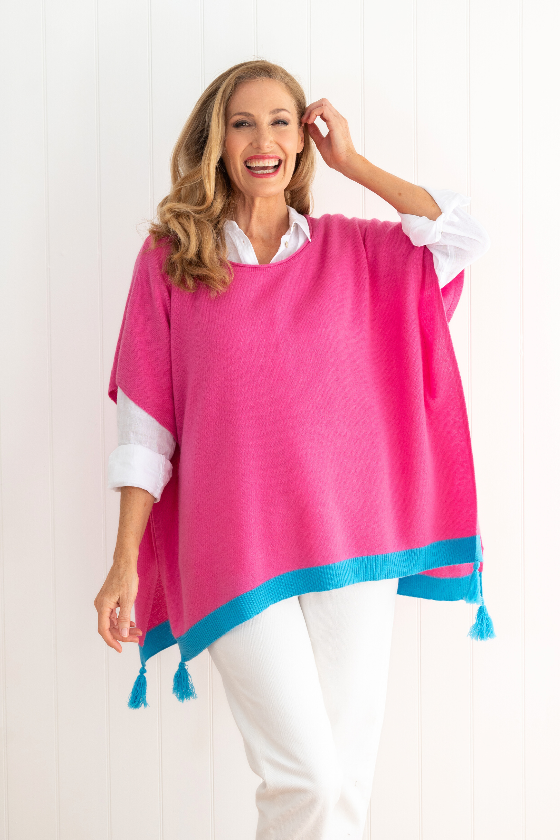 Spring Poncho Topper - Rose Pink - Cara Cashmere