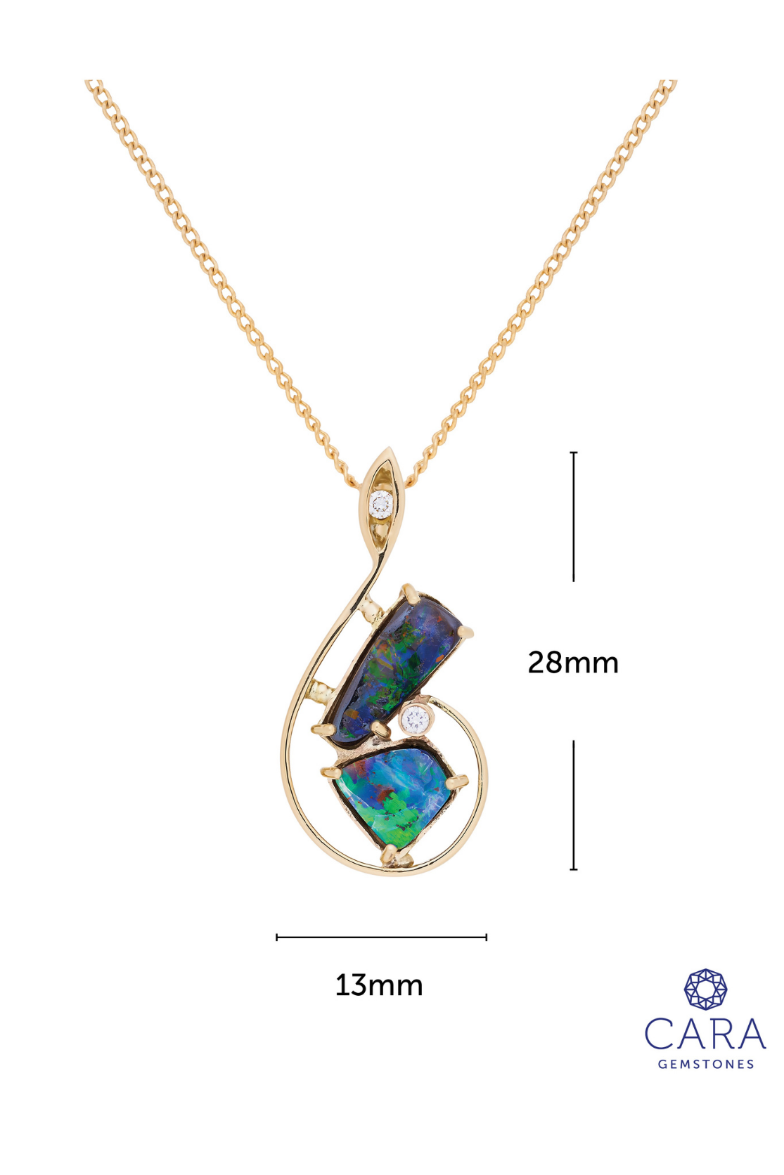 Boulder Opal and Diamond Music Gold Pendant - Cara Cashmere