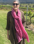 Cashmere Raspberry Pink Leopard Scarf - Cara Cashmere