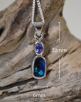 Boulder Opal with Tanzanite Silver Pendant - Cara Cashmere