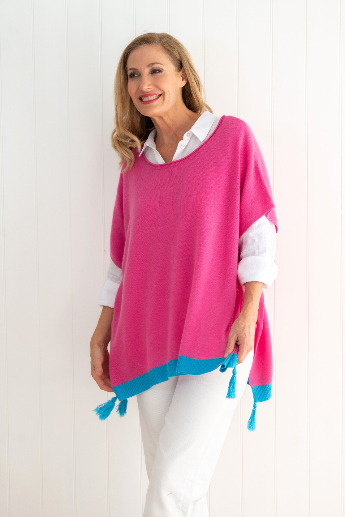 Spring Poncho Topper - Rose Pink - Cara Cashmere