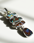 Boulder Opal and Green Sapphire Silver River Pendant - Cara Cashmere
