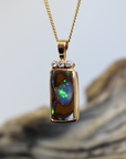 Boulder Opal and Tri Diamond Gold Pendant - Cara Cashmere