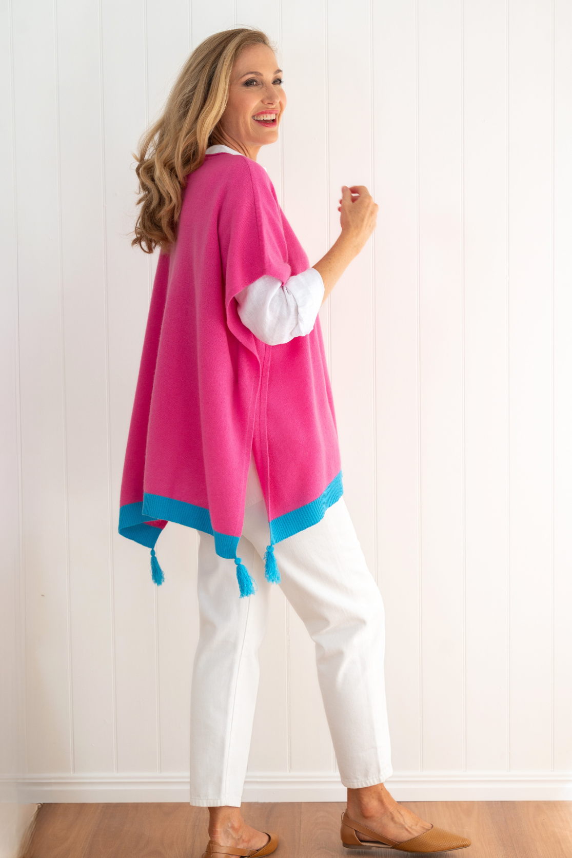 Spring Poncho Topper - Rose Pink - Cara Cashmere