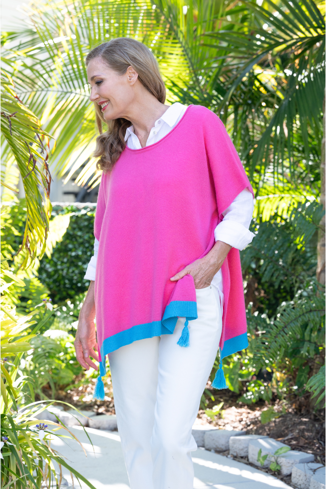 Spring Poncho Topper - Rose Pink - Cara Cashmere