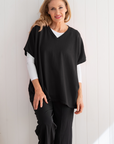 Cotton Cashmere Topper - Black - Cara Cashmere