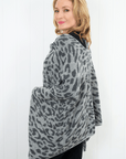 Cashmere Silver Grey Leopard Poncho - Cara Cashmere