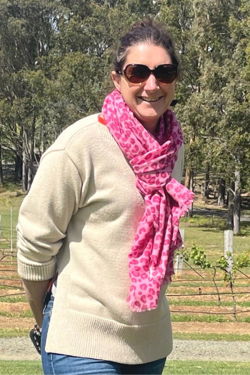 Cashmere Raspberry Pink Leopard Scarf - Cara Cashmere