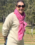 Cashmere Raspberry Pink Leopard Scarf - Cara Cashmere