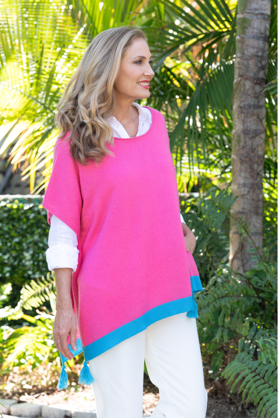 Spring Poncho Topper - Rose Pink - Cara Cashmere