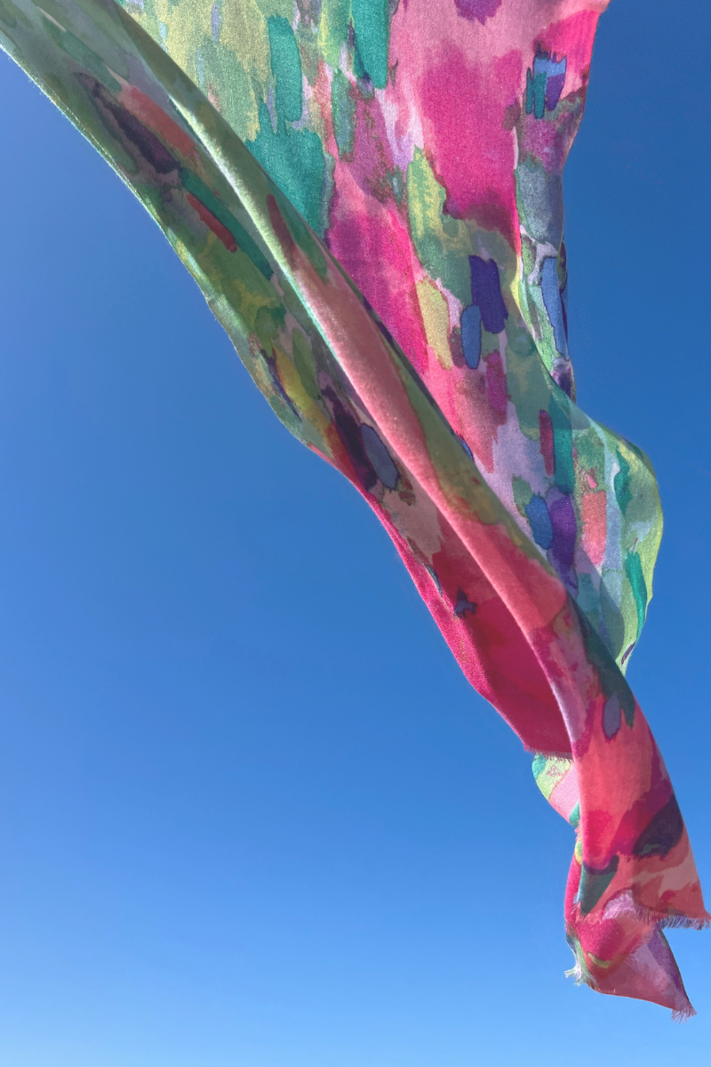Cashmere Silk Painterly Print Scarf - Cara Cashmere
