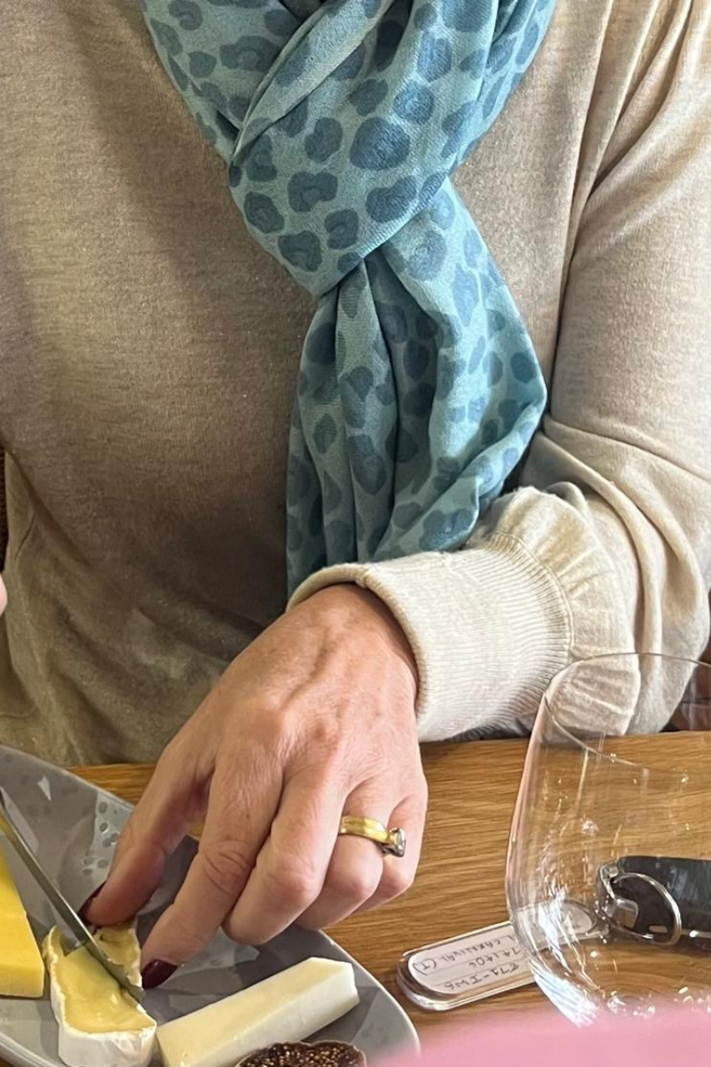 Cashmere Ice Blue Leopard Scarf - Cara Cashmere