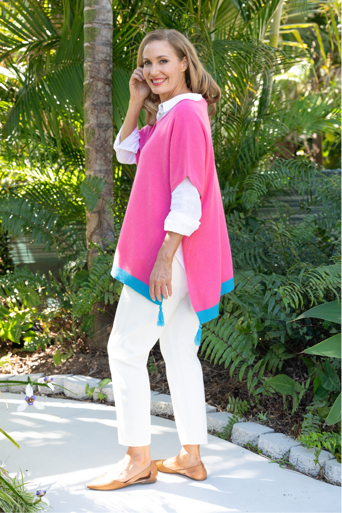 Spring Poncho Topper - Rose Pink - Cara Cashmere