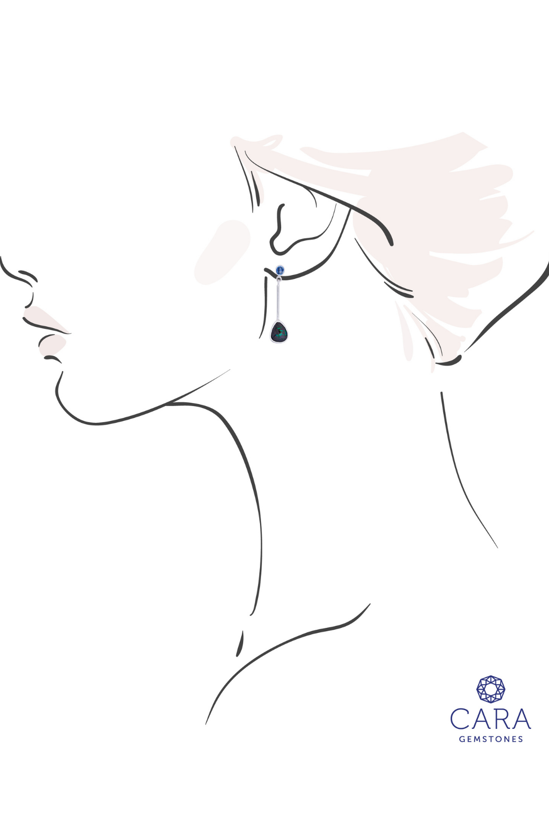 Boulder Matrix Opal and Blue Sapphire Silver Long Drop Earrings - Cara Cashmere