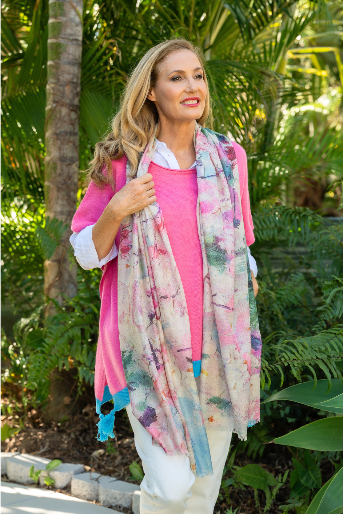 Spring Poncho Topper - Rose Pink - Cara Cashmere