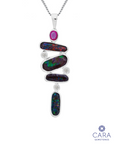 Boulder Opal and Ruby Silver River Pendant - Cara Cashmere