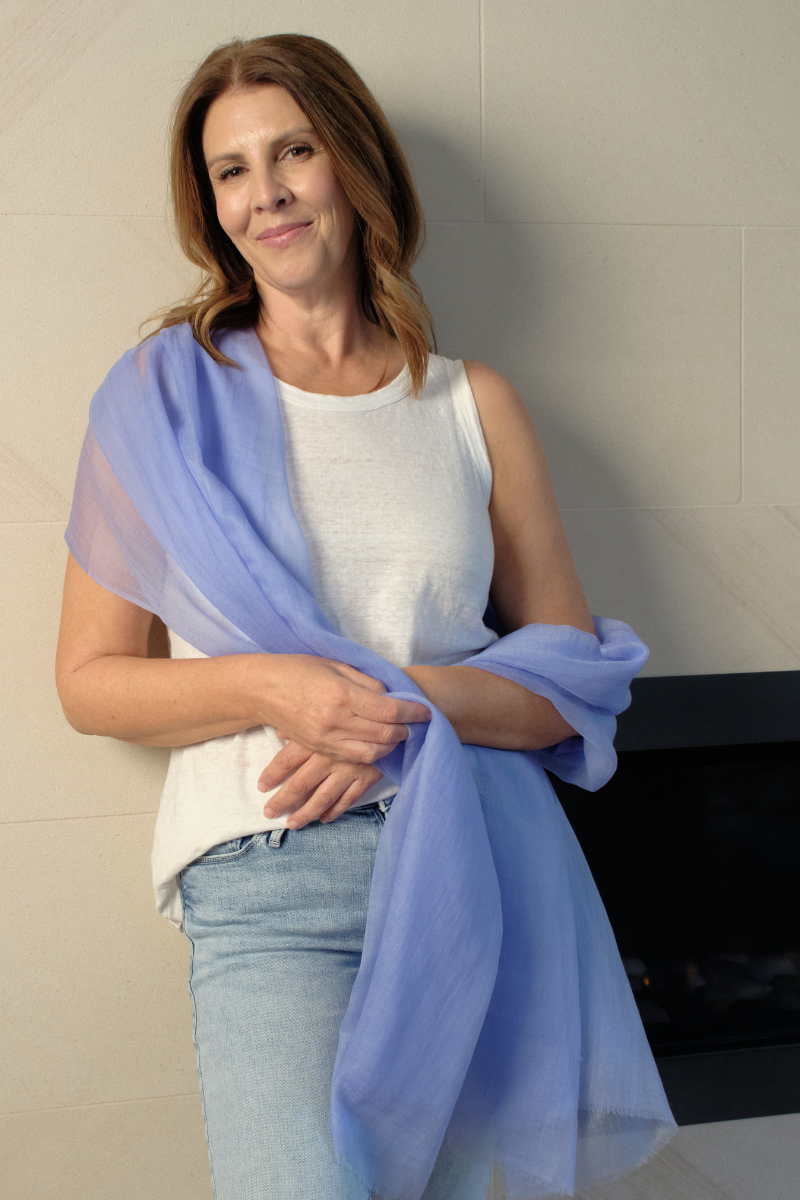 Cashmere Cornflower Blue Aura Scarf - Cara Cashmere
