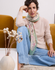 Cashmere Silk  "Eastern Honeyeater and Orchid" Scarf - Cara Cashmere