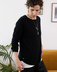 Cashmere Black Crew Jumper - Cara Cashmere