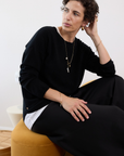 Cashmere Black Crew Jumper - Cara Cashmere