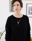 Cashmere Black Crew Jumper - Cara Cashmere