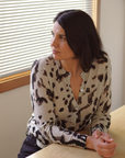 Cashmere Artic Leopard Print Cardigan