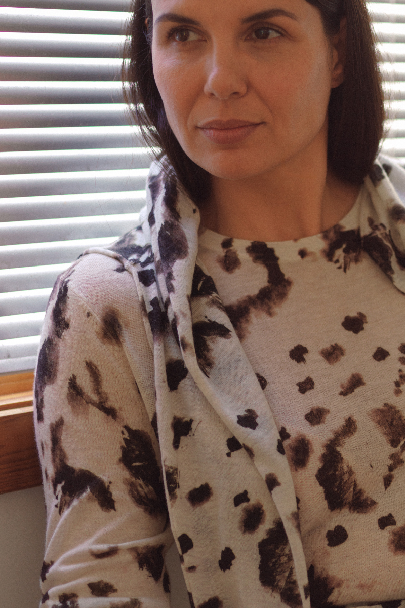 Cashmere Artic Leopard Print Cardigan