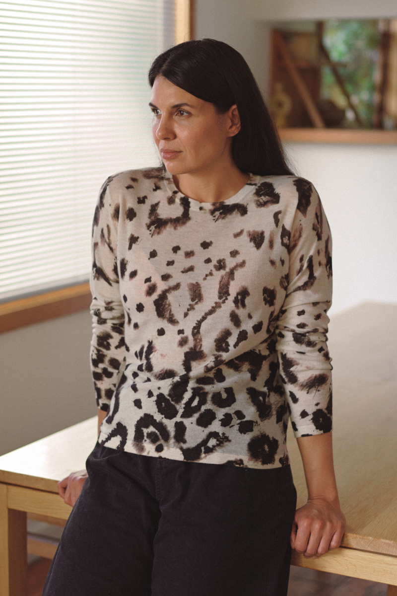 Cashmere Artic Leopard Print Jumper