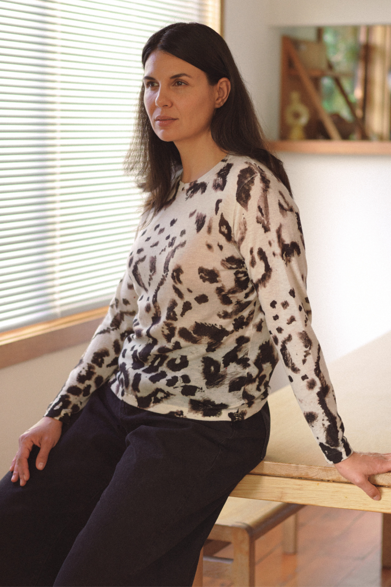 Cashmere Artic Leopard Print Jumper