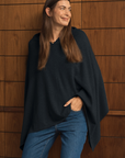 Cashmere Black Poncho - Cara Cashmere