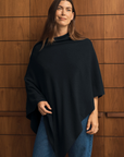 Cashmere Black Poncho - Cara Cashmere